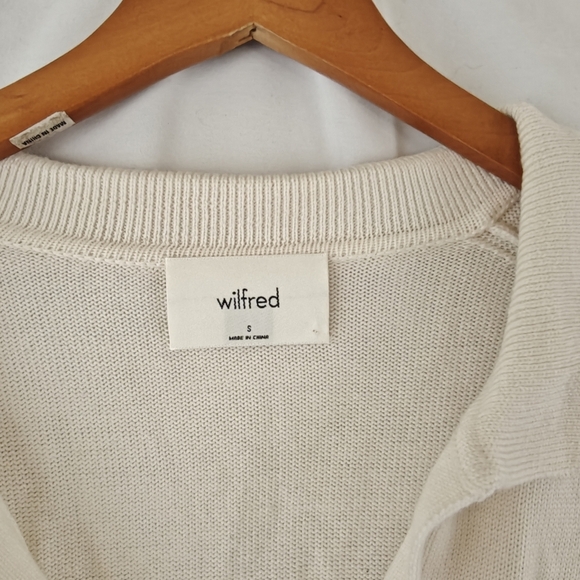 Aritzia Wilfred Clara Merino Wool Waist V-Neck Sweater In Light Birch Size SMALL - Picture 11 of 16